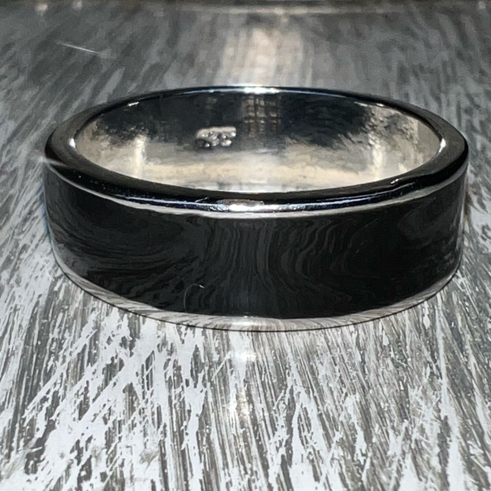 Black jade sterling silver 925 stamped ring wedding anniversary engagement - Picture 4 of 8